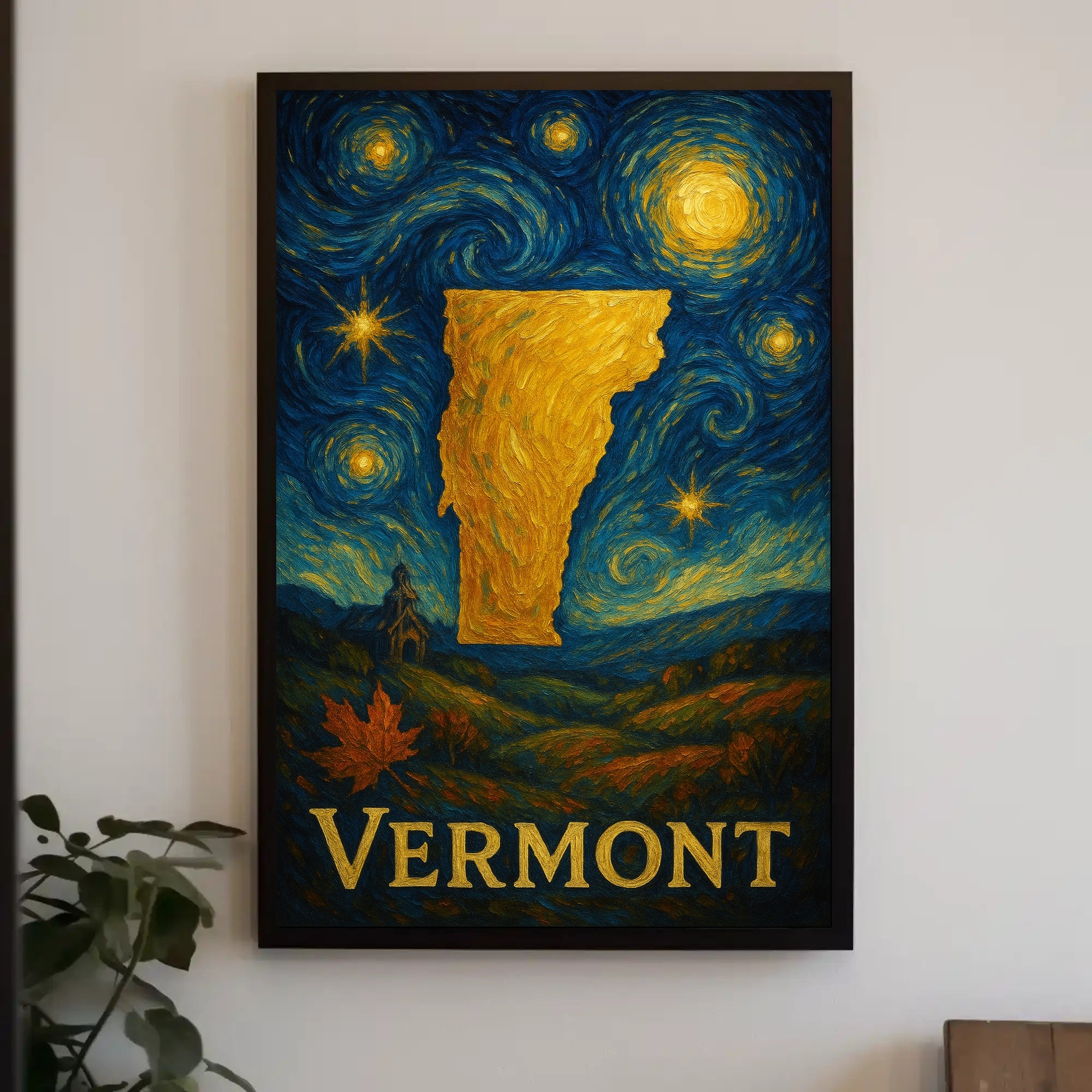 Vermont Starry Night Poster Vintage Travel Print