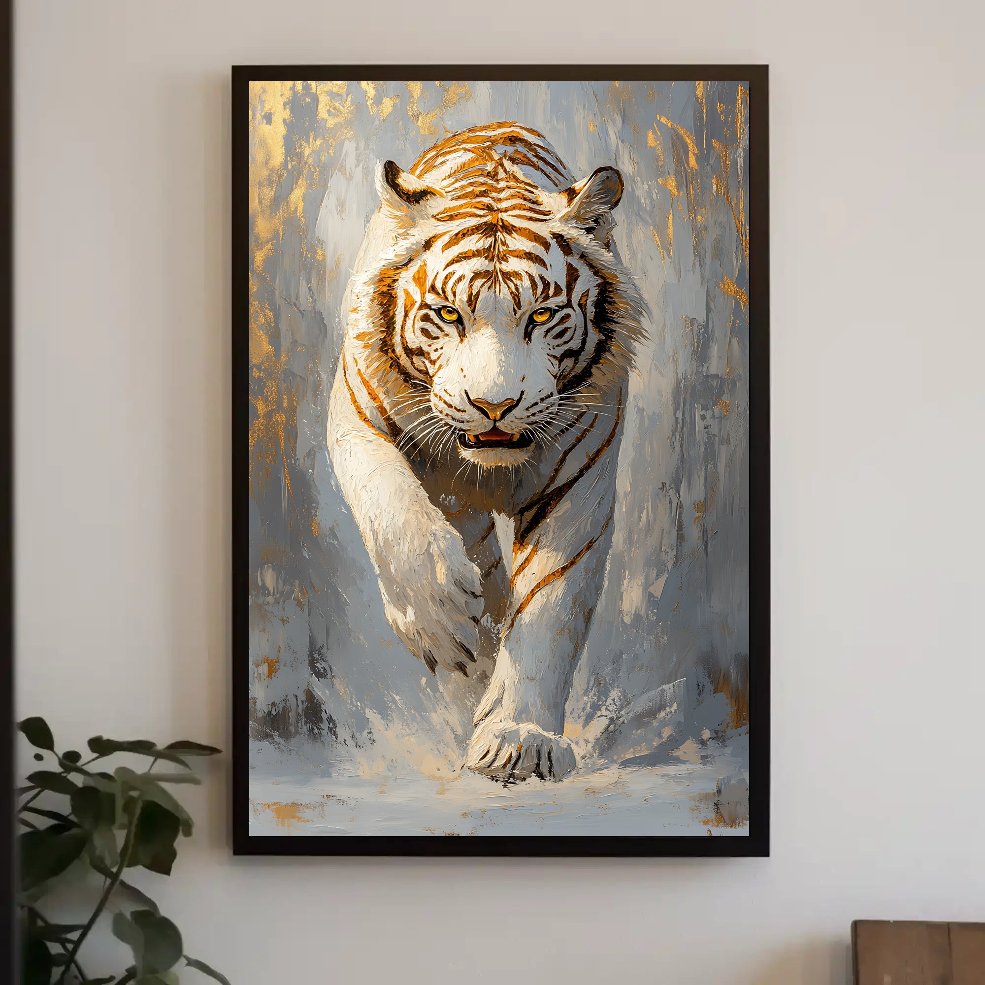 Majestic White Tiger Artistic Animal Poster