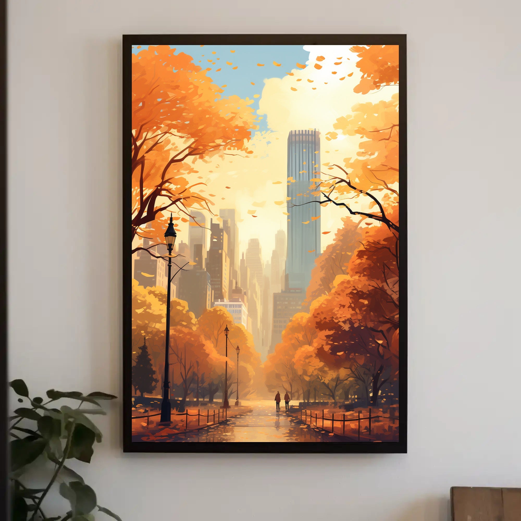 Central Park Autumn Escape in Abstract Artistic Poster