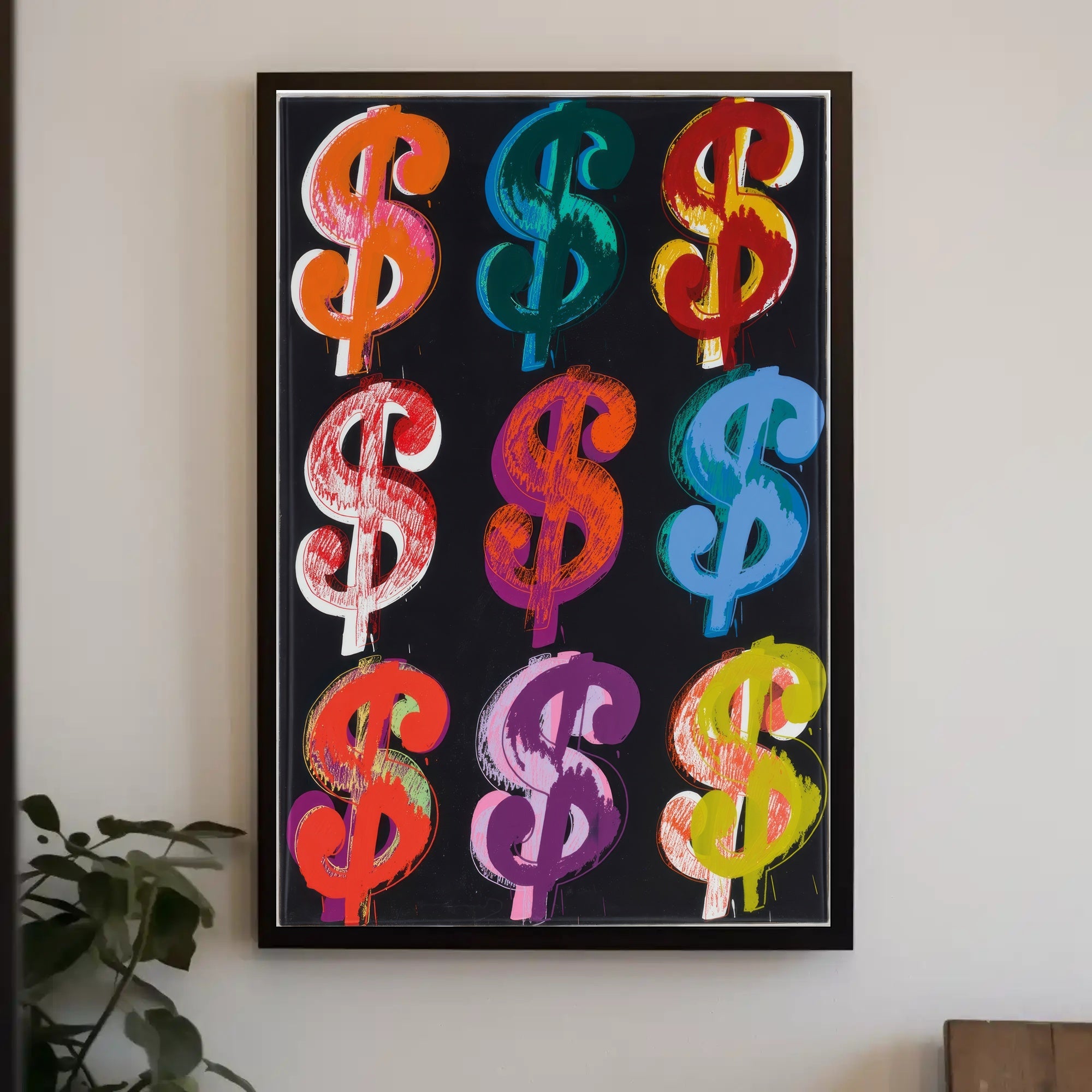 Dollar Sign Pop Art Poster Modern Bright Money Wall Art