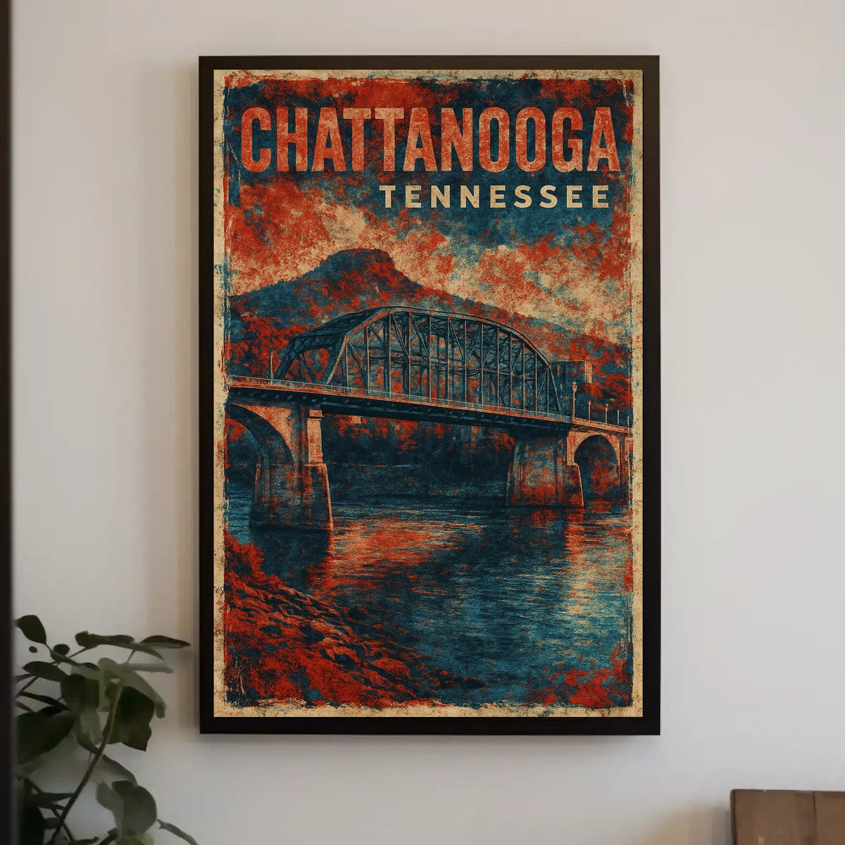 Chattanooga Skyline Vintage Travel Poster
