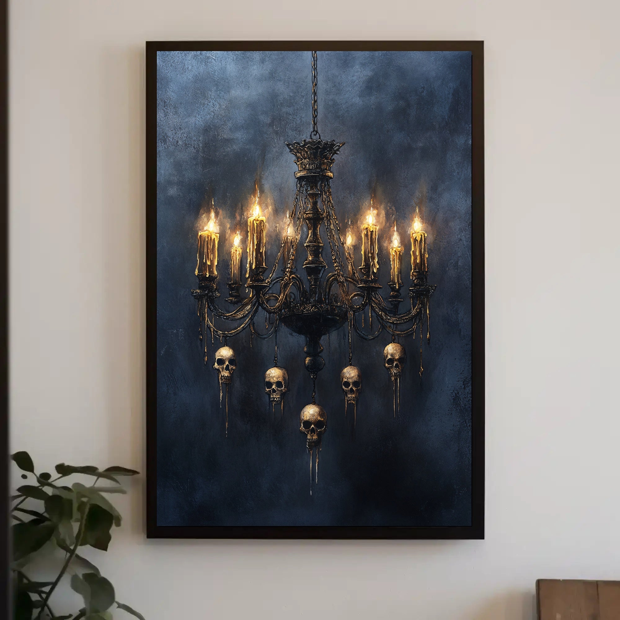Gothic Chandelier Of Skulls Poster