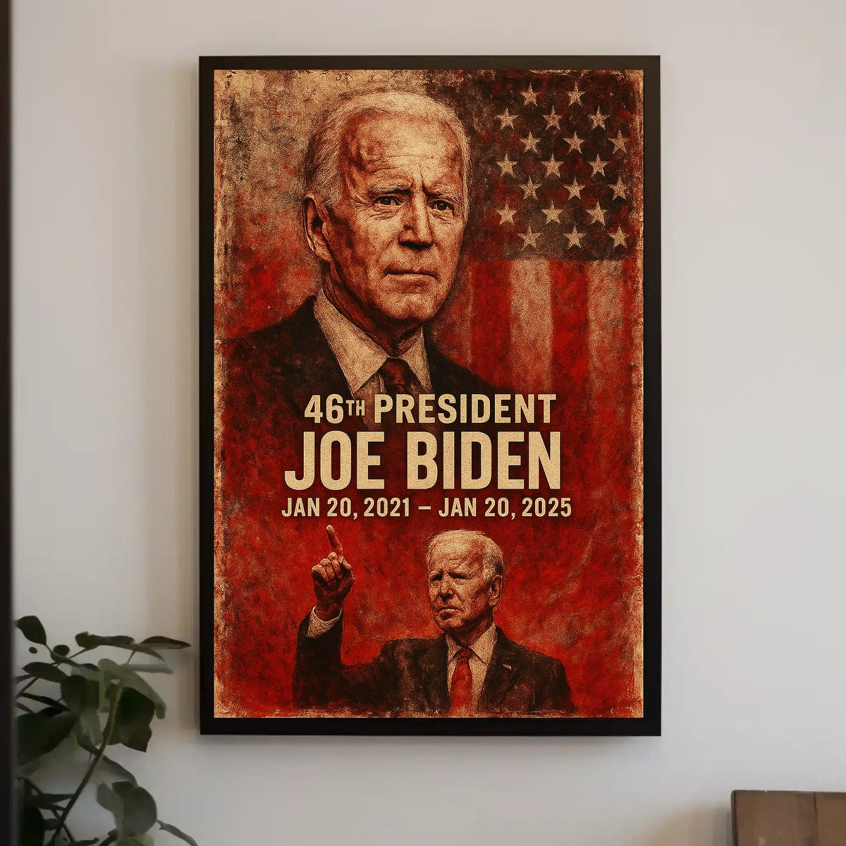 Joe Biden 46th President Digital Painting Patriotic Washington DC Portrait Realism Poster