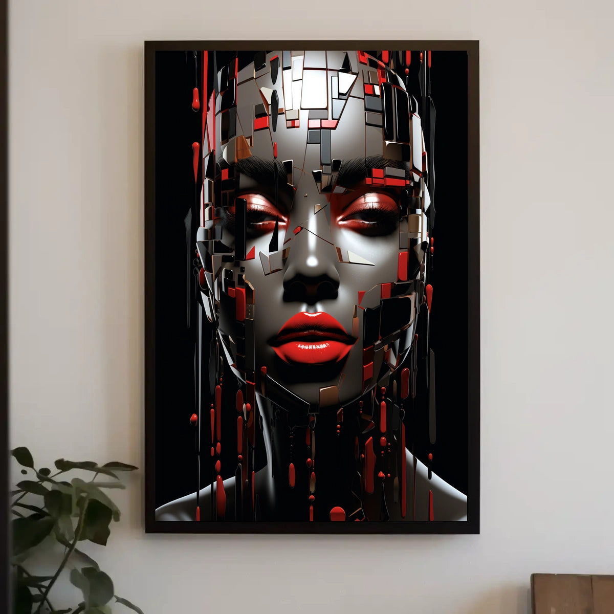 Futuristic Abstract Face Poster: Digital Art Print