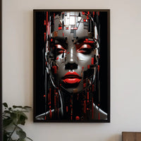 Futuristic Abstract Face Poster: Digital Art Print