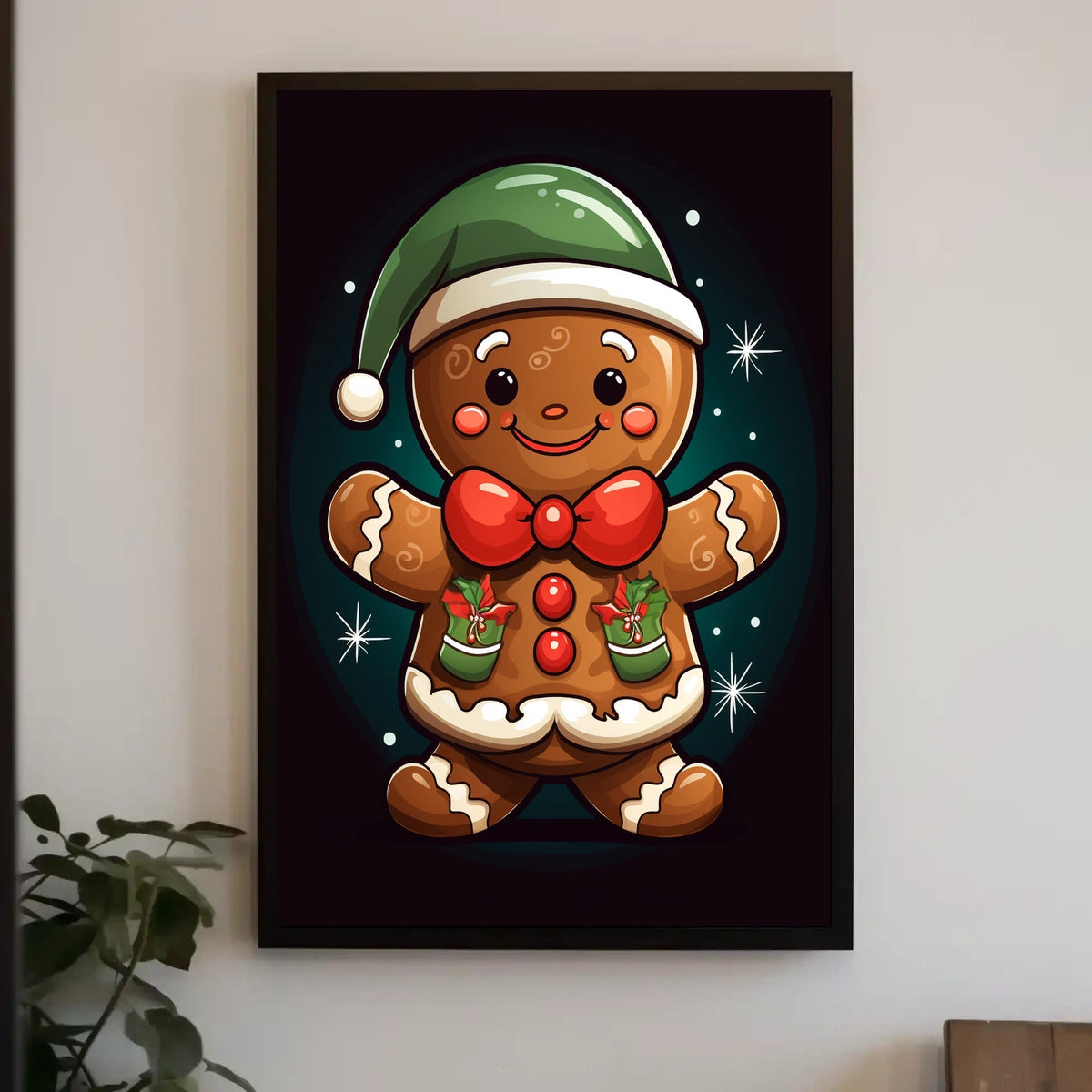 Cheerful Gingerbread Elf Holiday Poster for Christmas