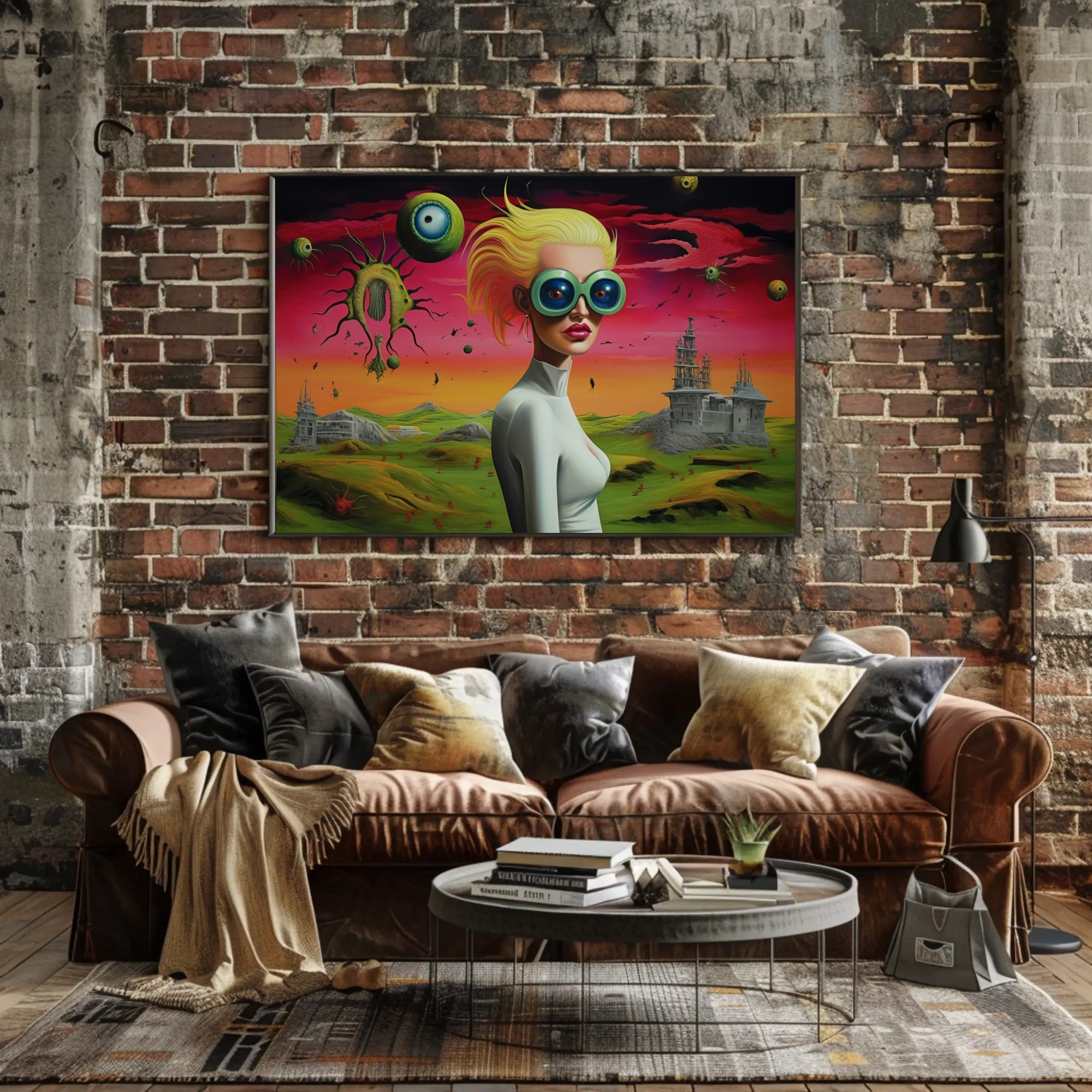 Futuristic Visionary Woman in Surreal Sci-Fi Poster