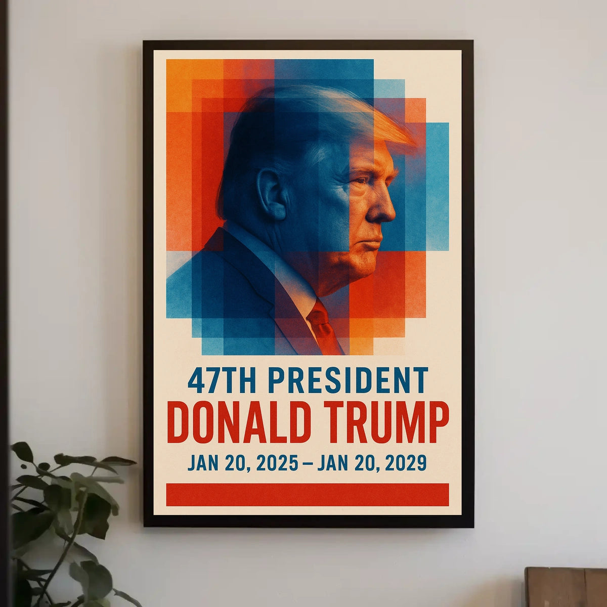 Donald Trump Visionary Leadership Side Profile Geometric Red Blue Patriot Poster