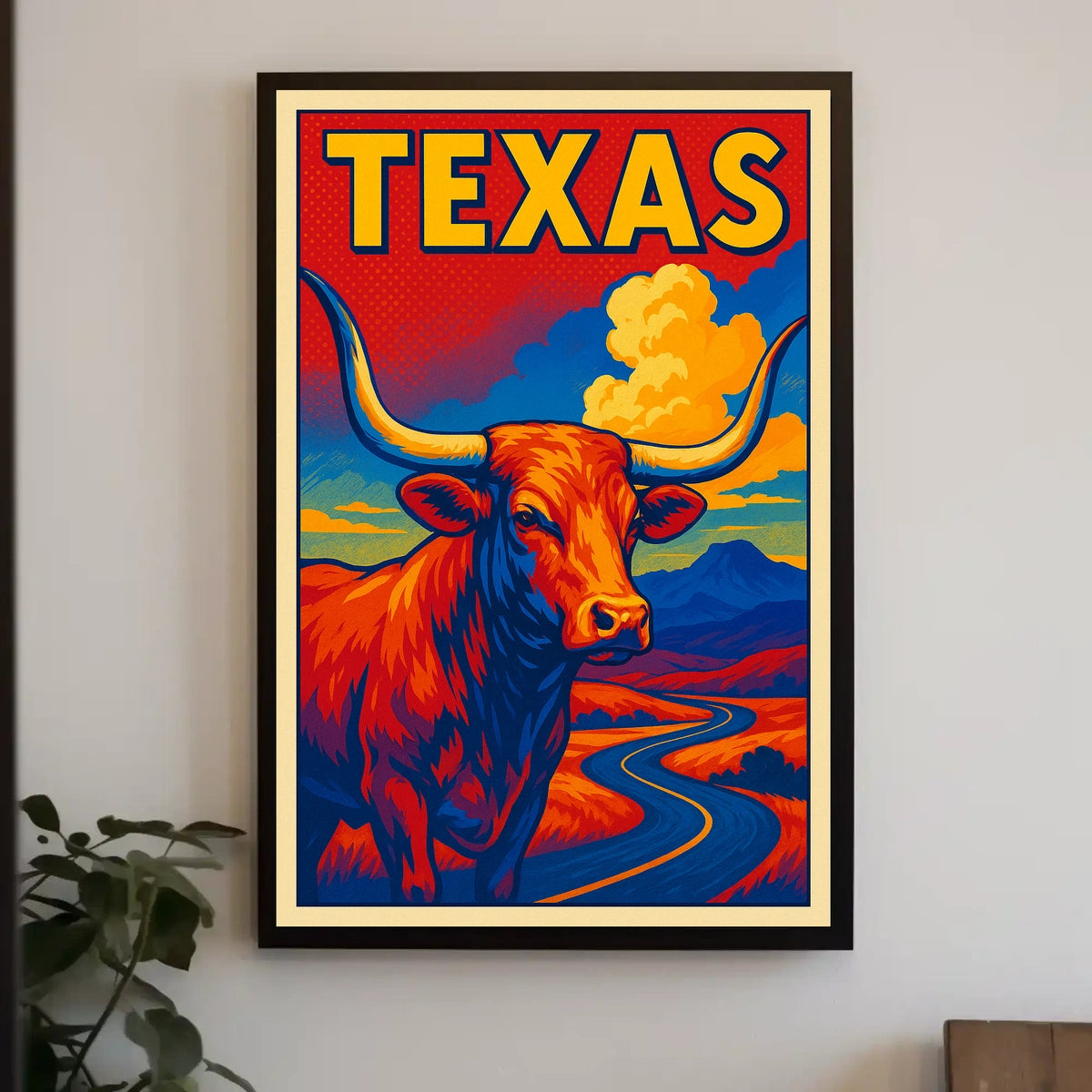 Texas Longhorn Landscape Poster