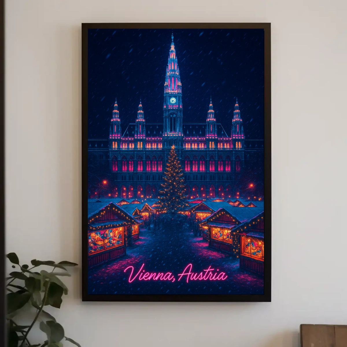 Vienna Christmas Market Vintage Cozy Poster