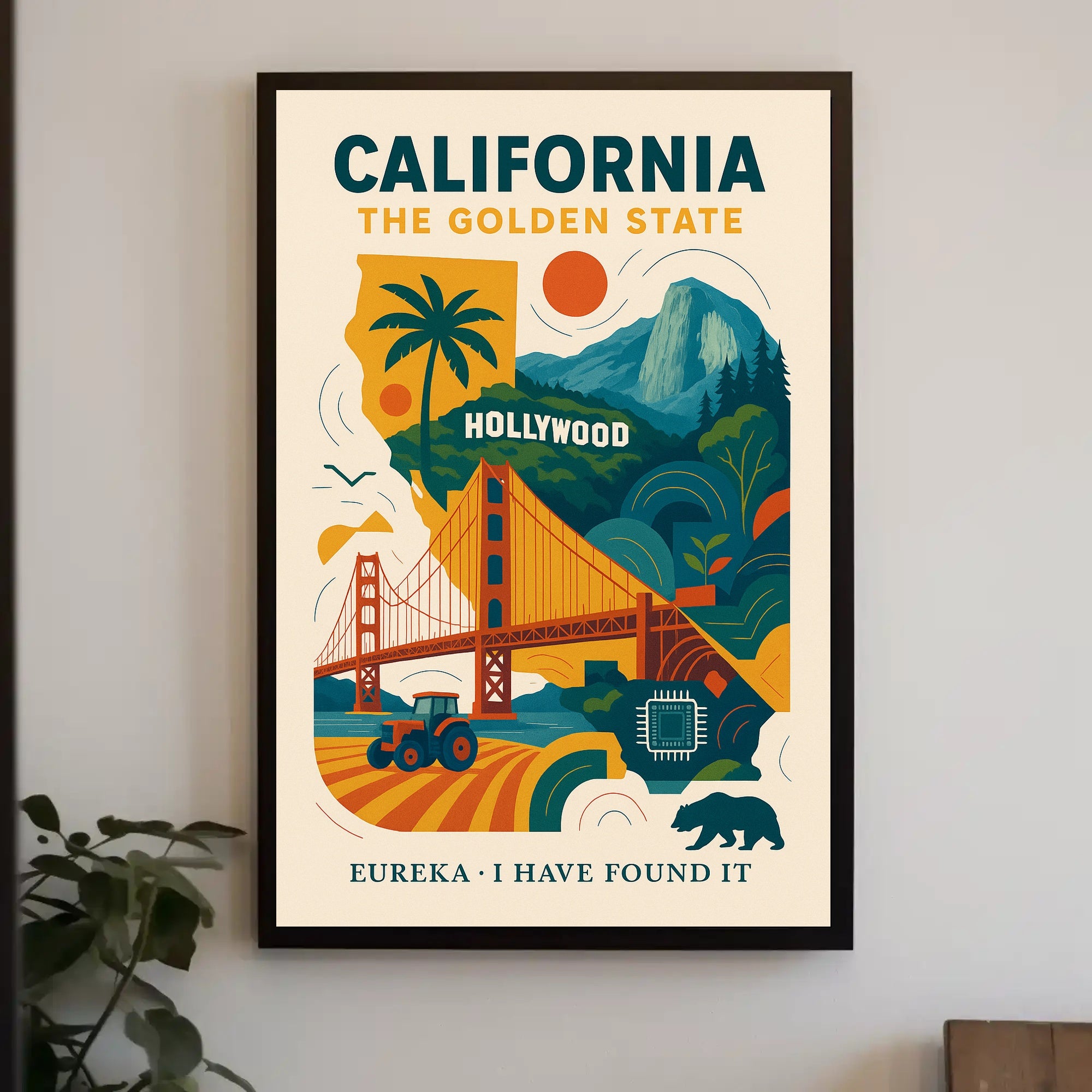 California The Golden State Wall Art Print PosterGoat