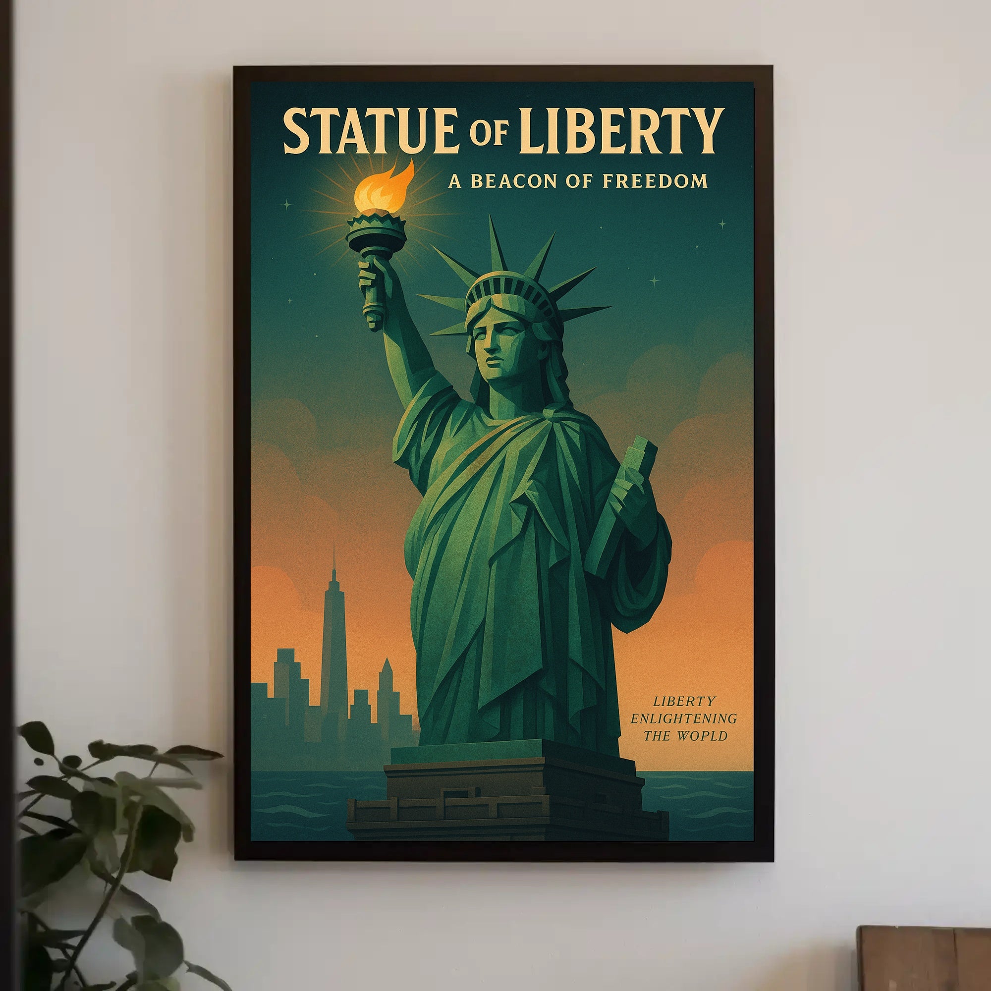 Statue of Liberty Sunset Urban or Cityscape Poster