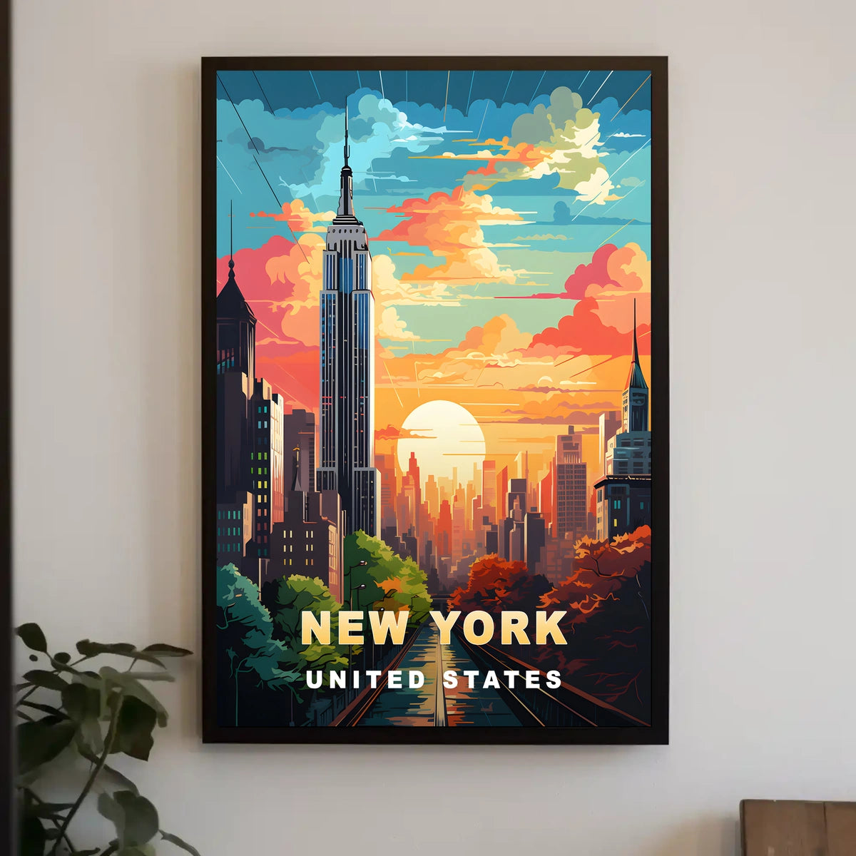 New York City Urban Skyline Poster Modern Wall Art