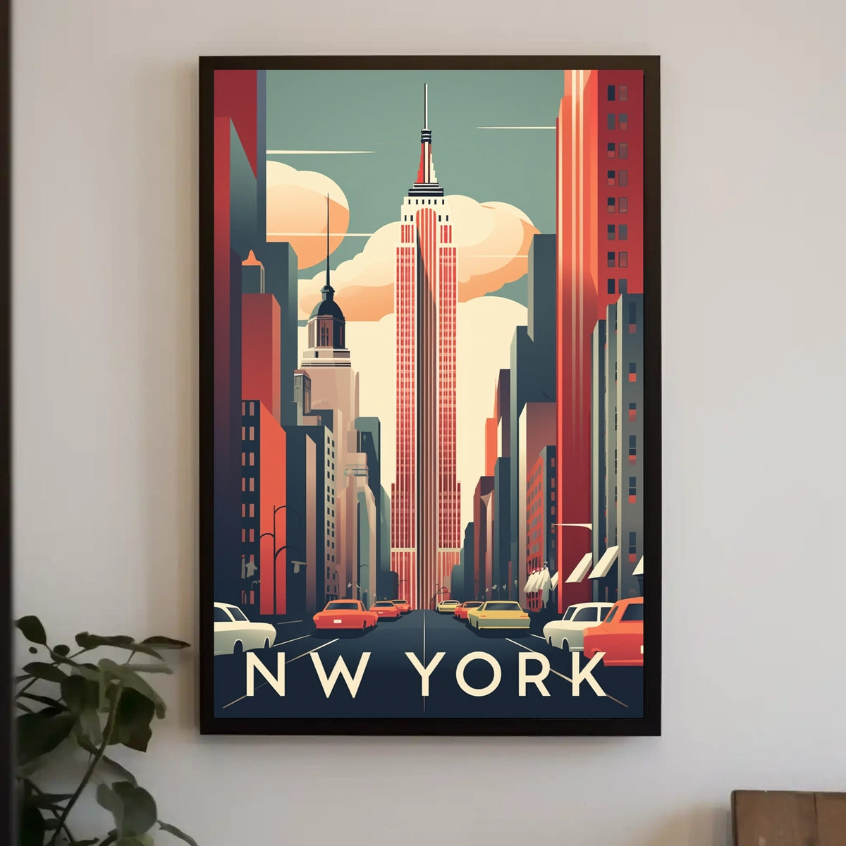 New York City Skyscraper Street Poster Vintage Wall Art