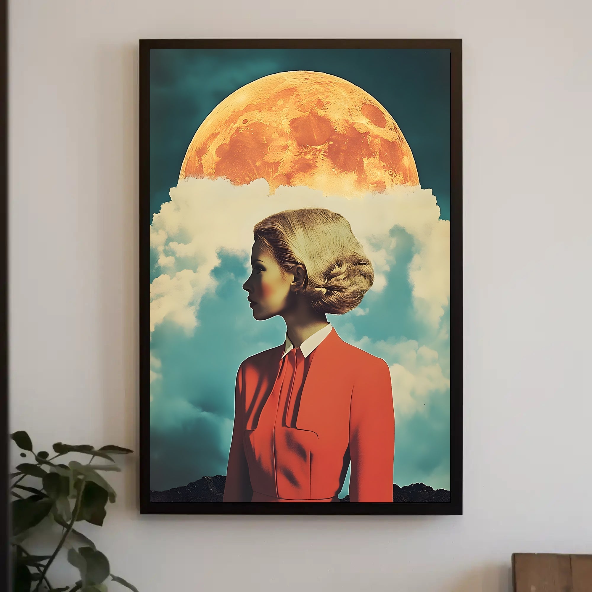 Lunar Portrait Poster Surreal Moon Wall Art Print