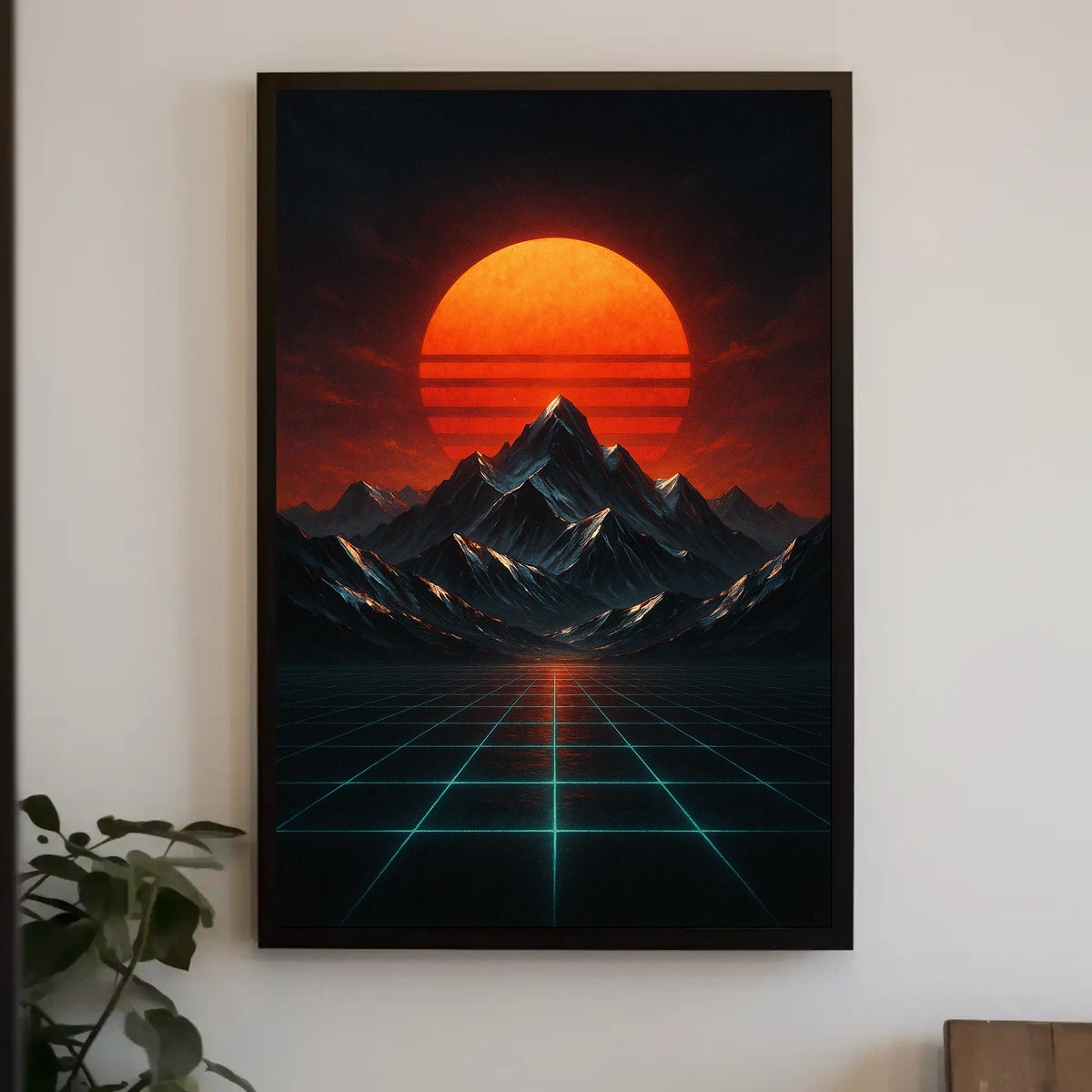 Retro-futuristic Landscape with Neon Glow Futuristic Sci-Fi Poster