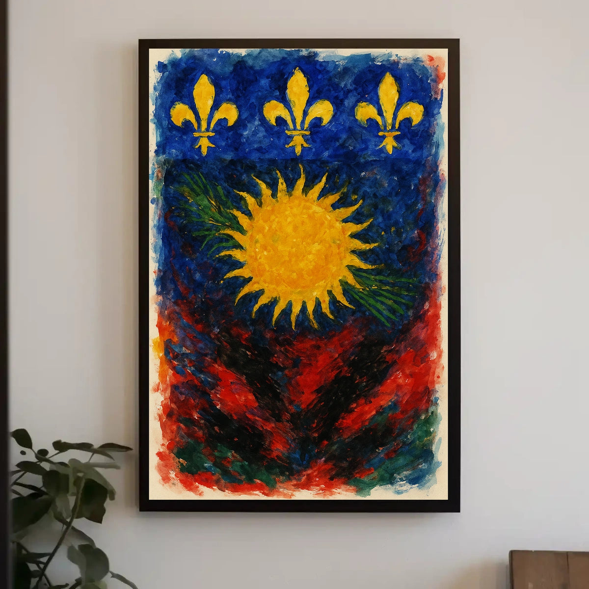 Vibrant Heraldic Sun Poster