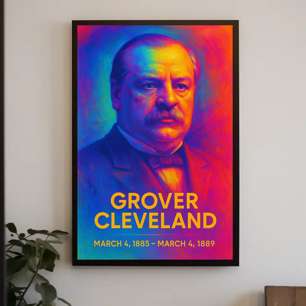 Grover Cleveland 22nd President of the United States Neon Gradient Overlay Poster