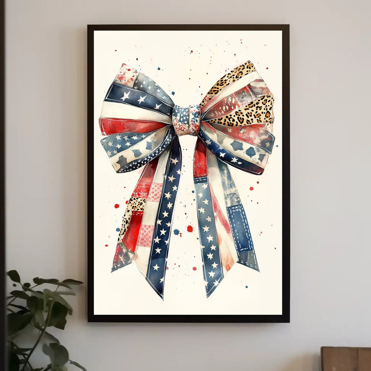 Patriotic Large Coquette Bow Wall Art American Flag Poster