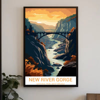 New River Gorge in Autumn Vintage National Park Poster
