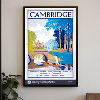 Vintage Cambridge Travel Scene with Punting on the River Travel Poster PosterGoat
