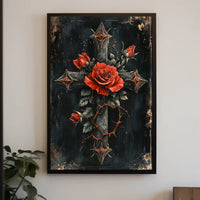 Roses And Cross Poster