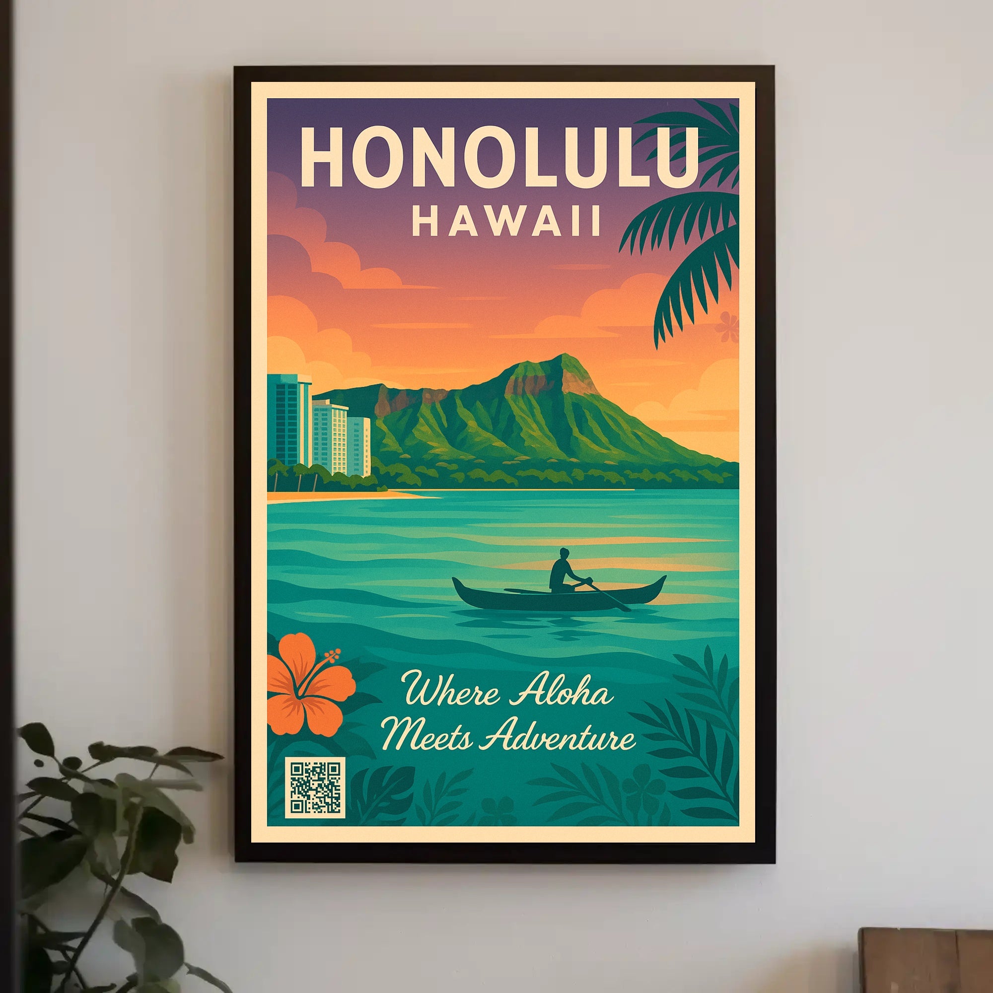 Honolulu Tropical Adventure Vintage Travel Poster PosterGoat