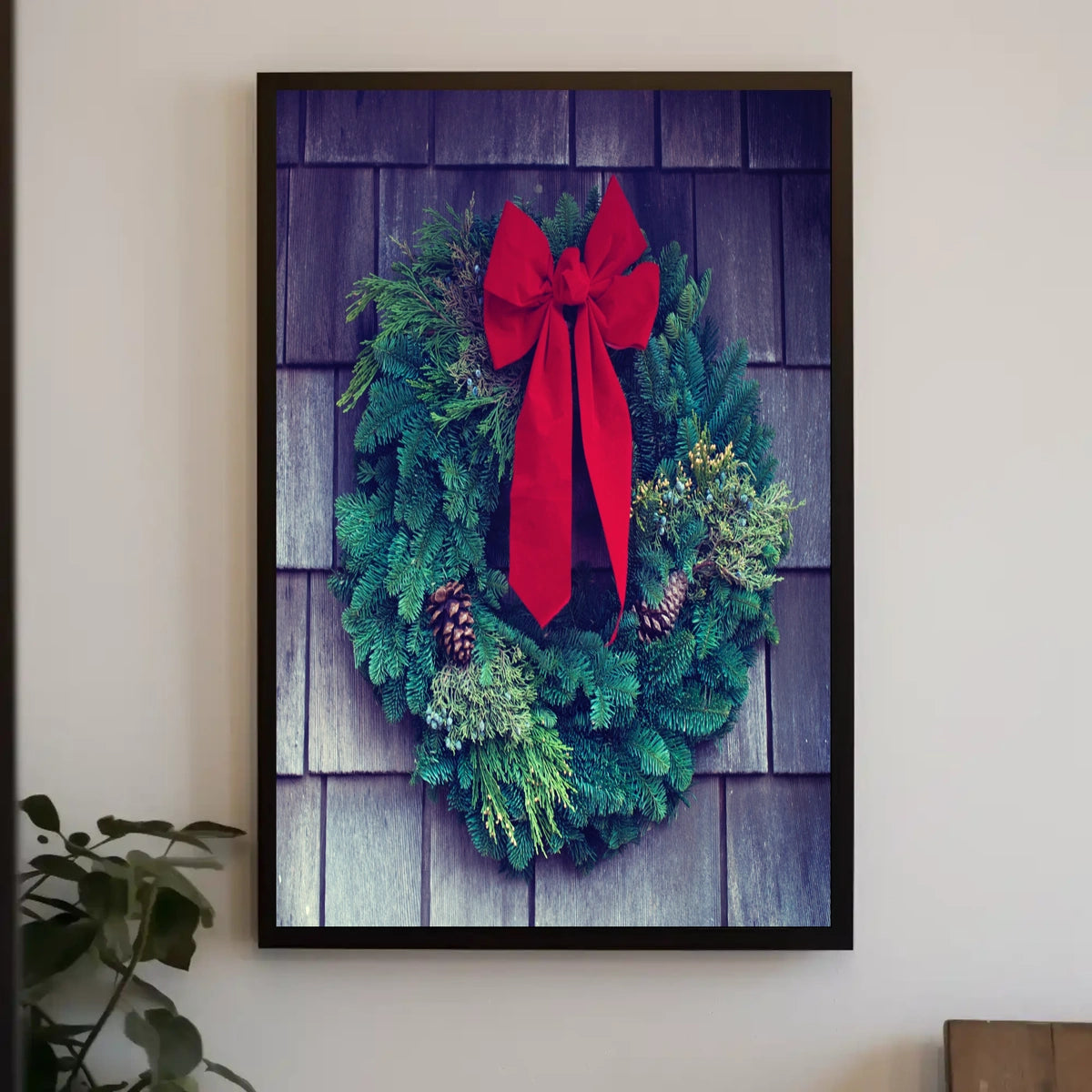 Festive Green Wreath Photorealistic Christmas Decoration Poster