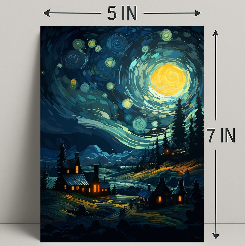 Starry Night Village Poster