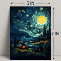 Starry Night Village Poster