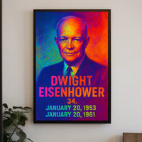 Dwight D. Eisenhower 34th President of the United States Neon Gradient Overlay Poster