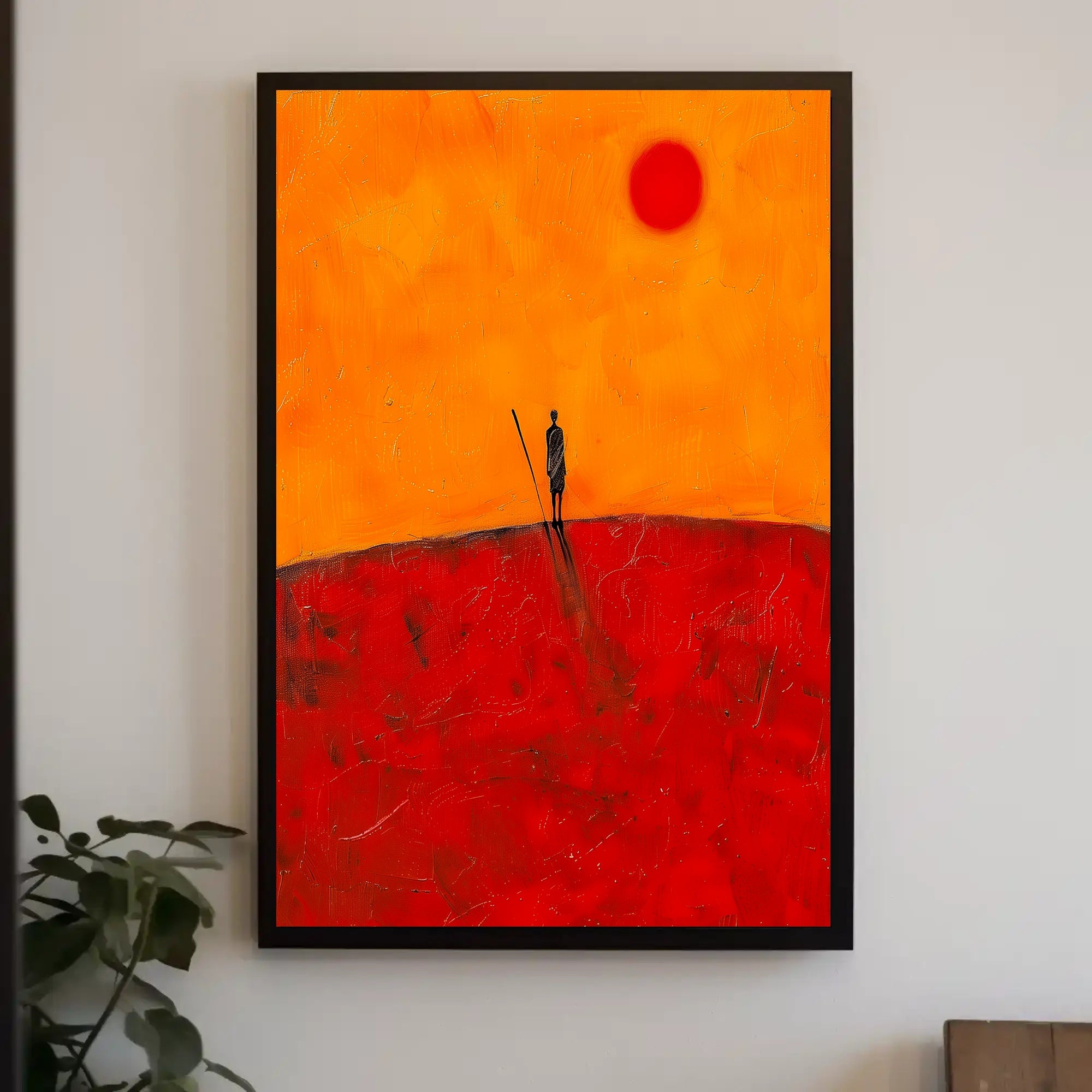 Solitary Journey Sunset Poster Minimalist Wall Art