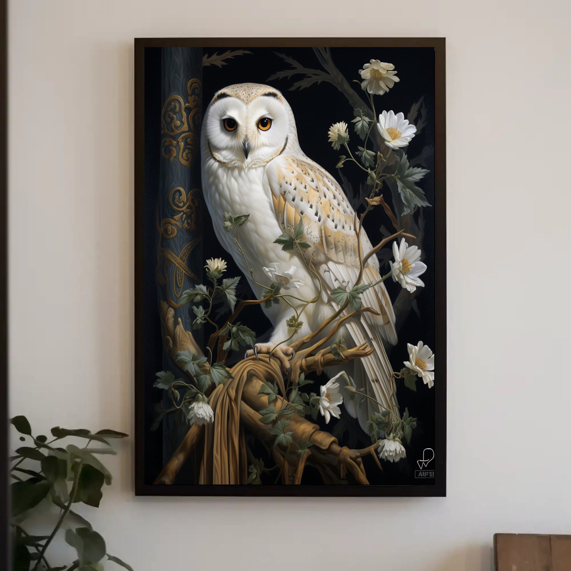 Majestic Owl In Bloom Poster PosterGoat