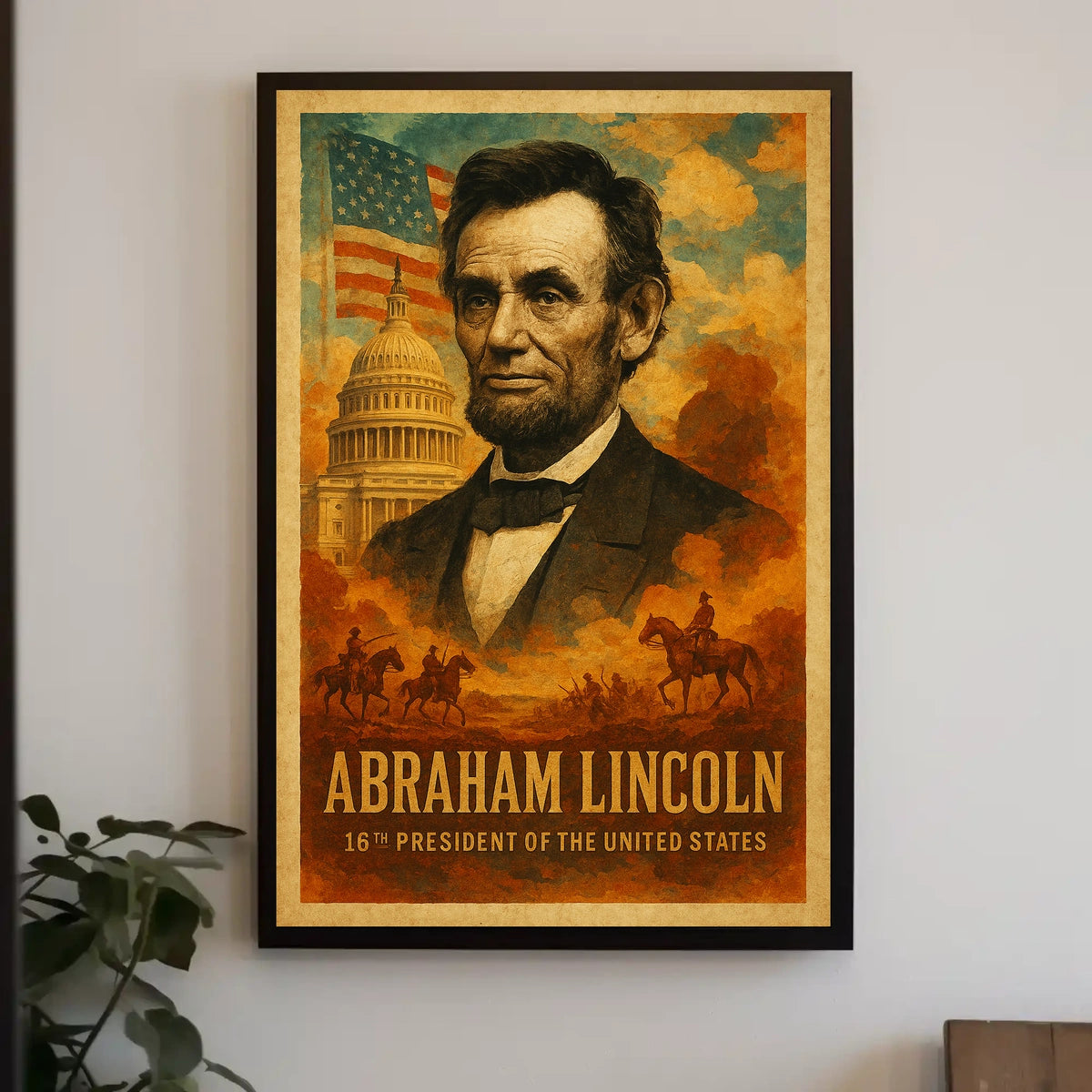 Abraham Lincoln 16th President of the United States Layered Digital Collage Poster
