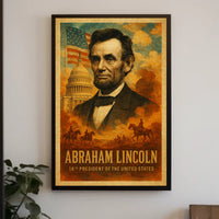 Abraham Lincoln 16th President of the United States Layered Digital Collage Poster