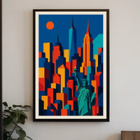 Vibrant NYC Skyline Poster For Urban Art Lovers Geometric