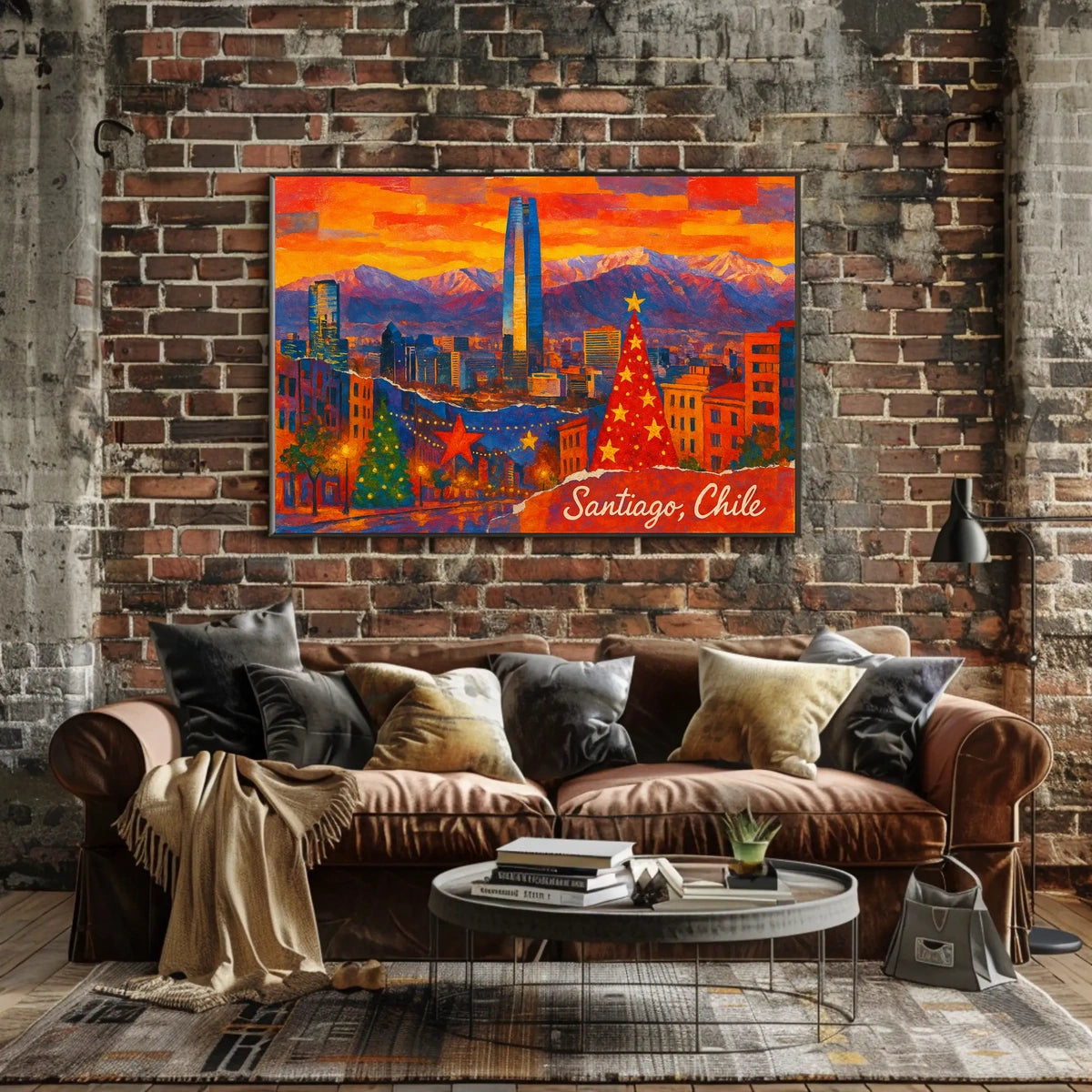 Santiago, Chile Festive Skyline Poster