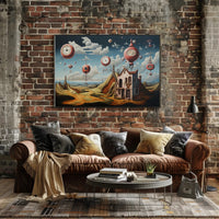 Surreal Dreamscape with Floating Clocks Fantasy Poster