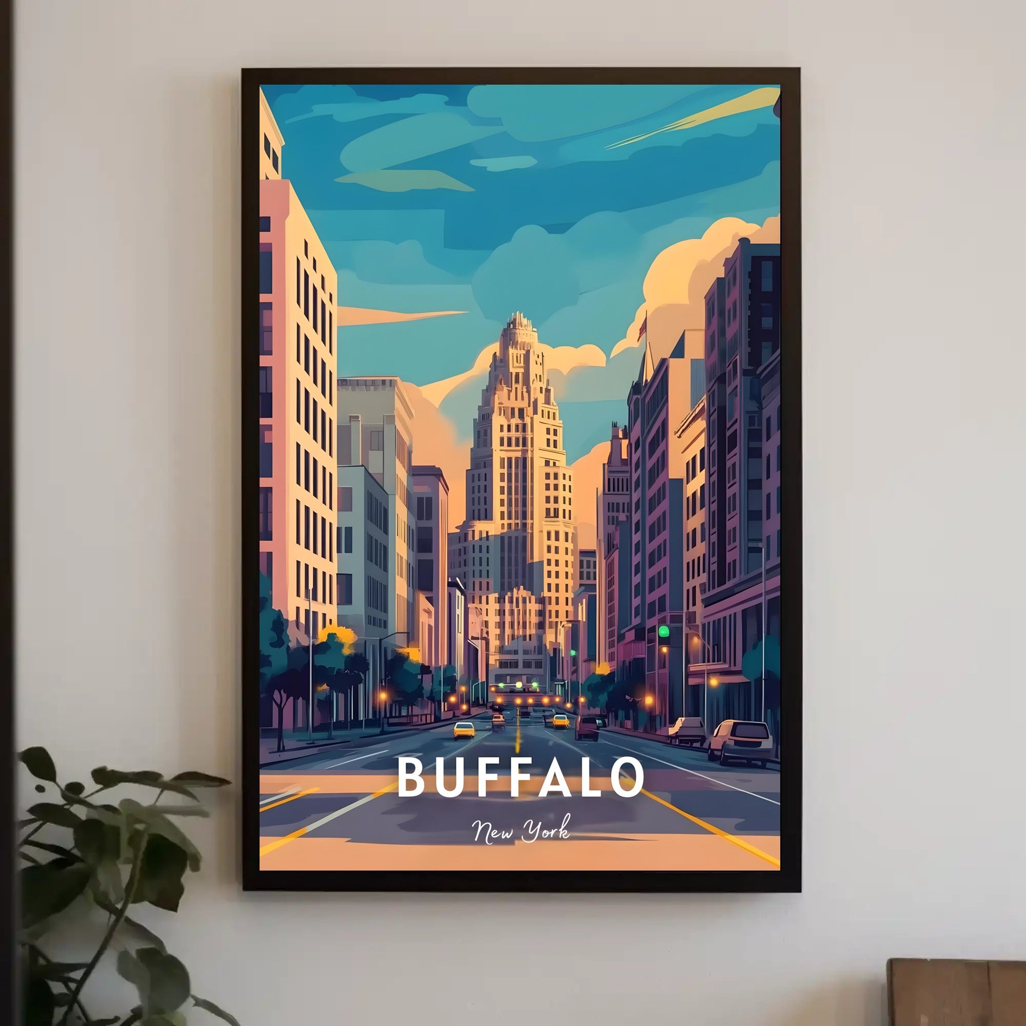 Buffalo Art Deco Urban Cityscape Poster Modern Wall Art