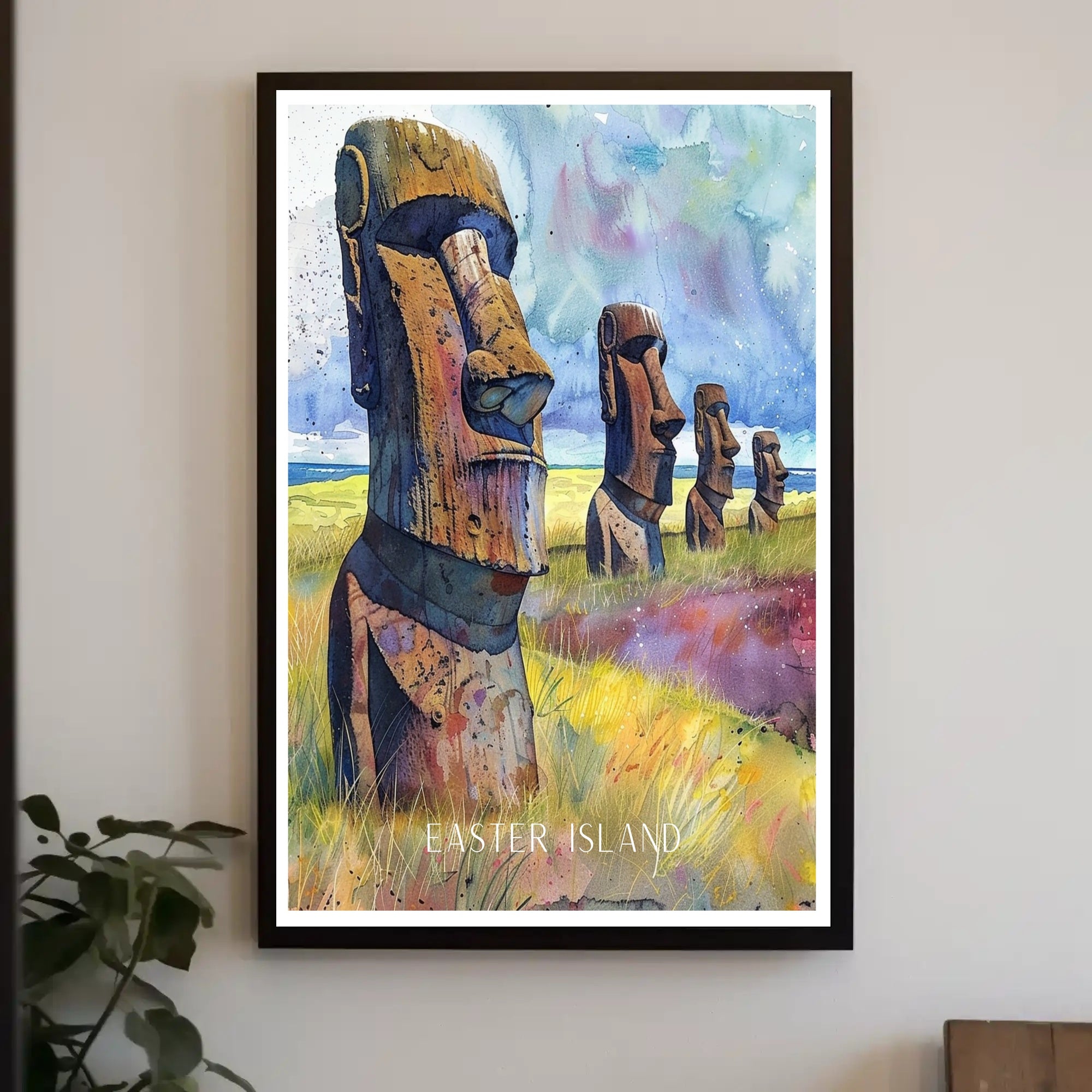 Easter Island Moai Watercolor - Cultural Heritage Poster PosterGoat