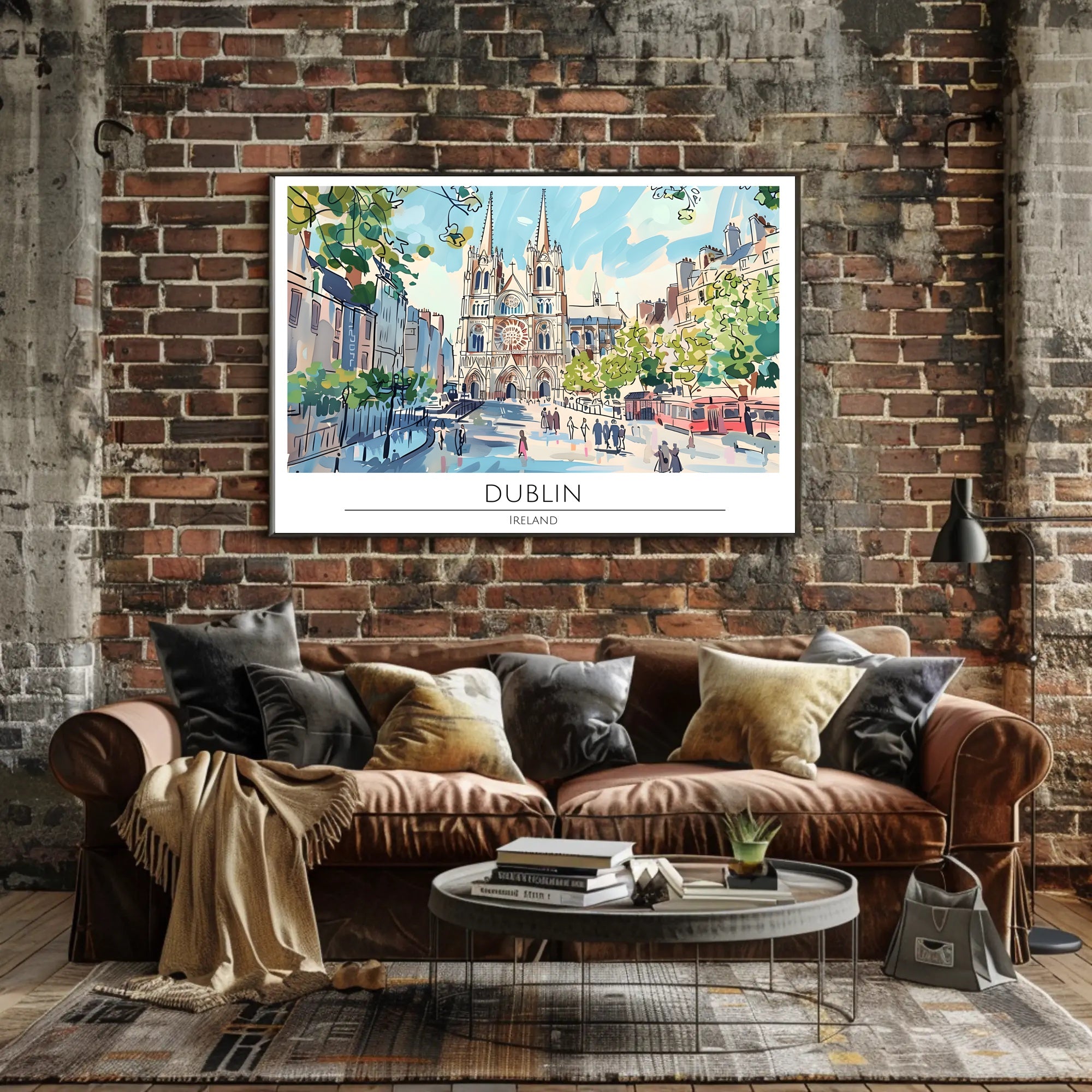 Dublin Cityscape Illustration Poster PosterGoat