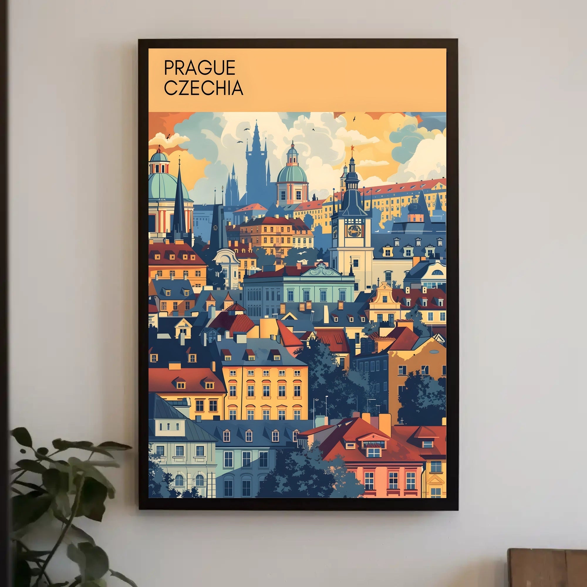 Prague Cityscape Architectural Art Travel Poster