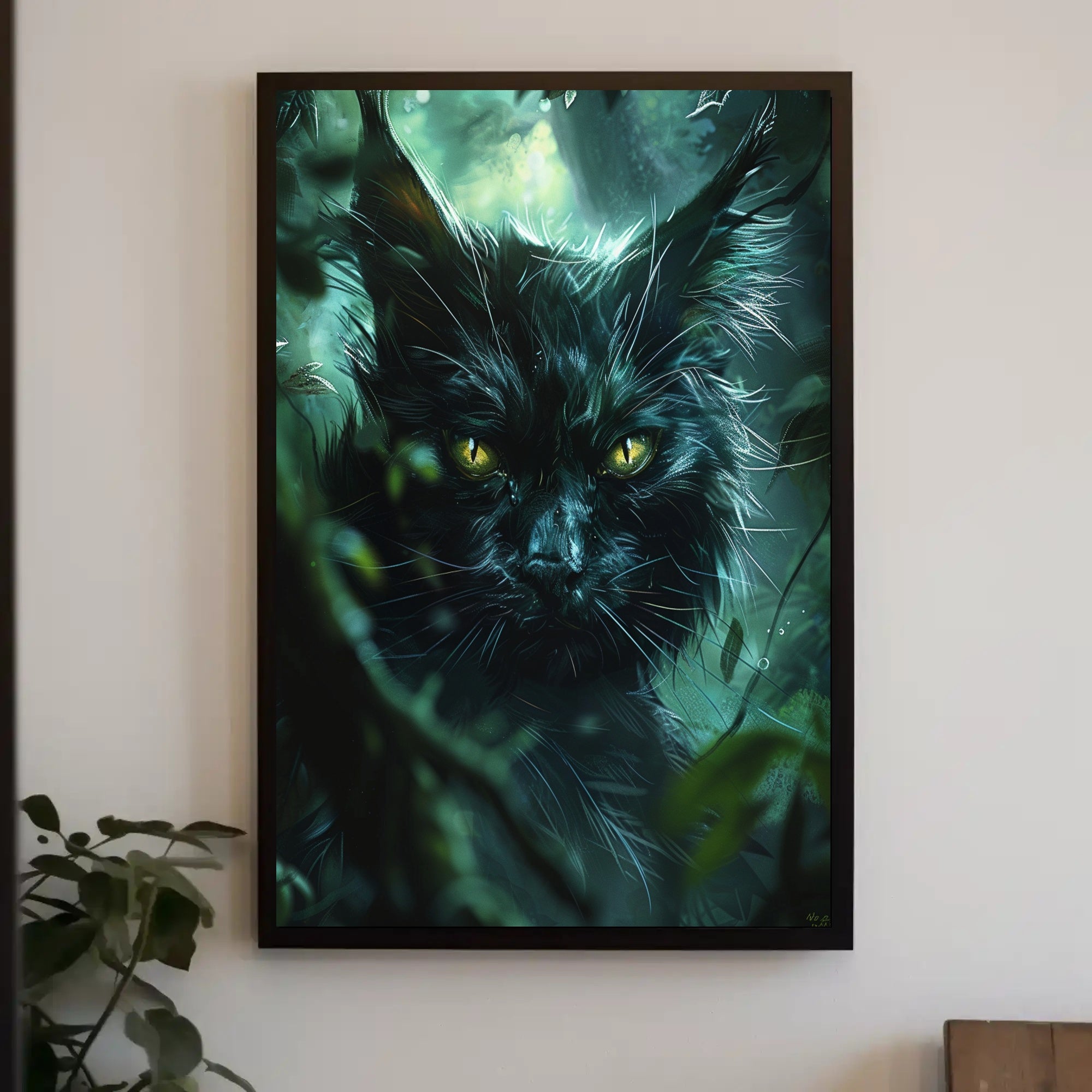 Enigmatic Forest Feline Art Print Poster Decor PosterGoat