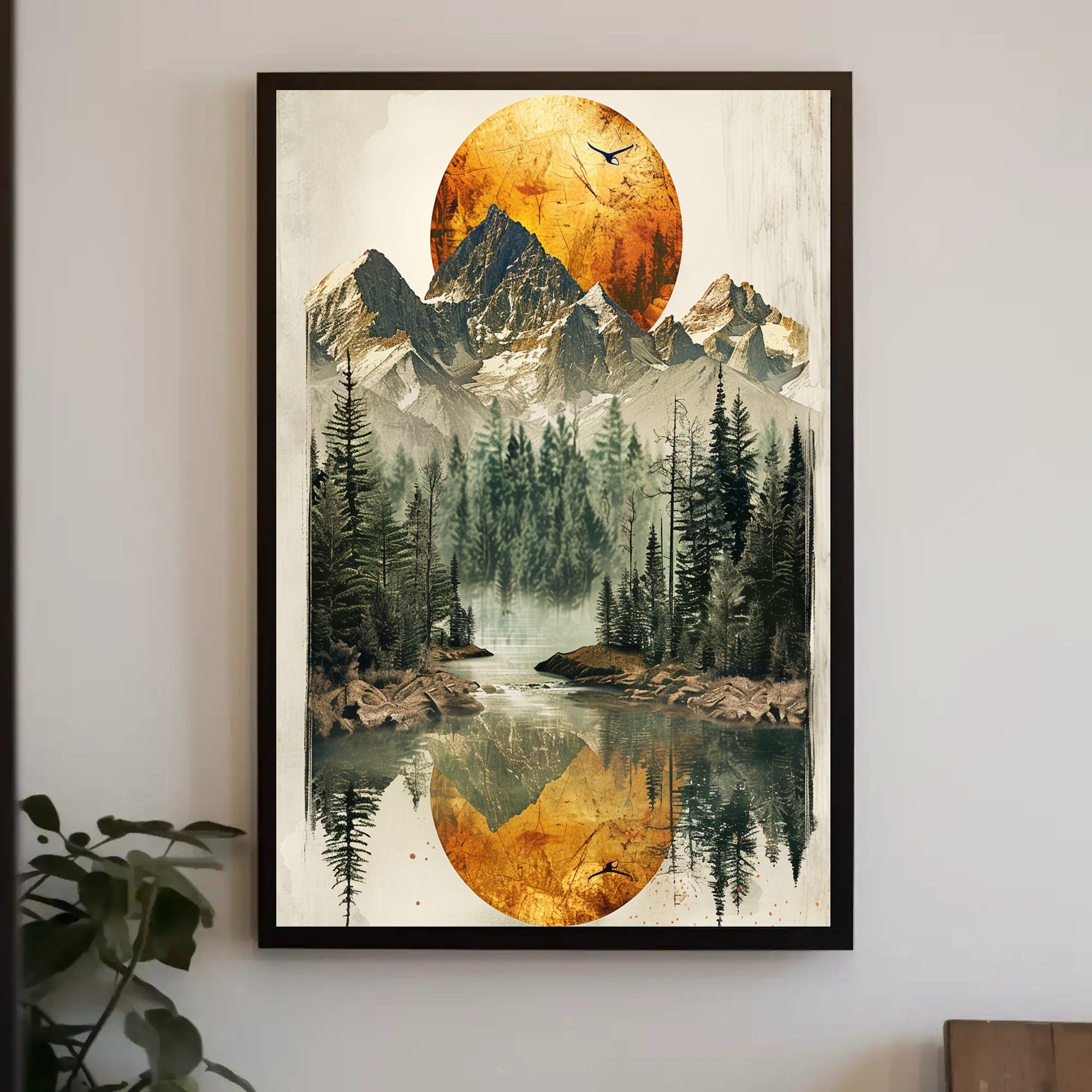 Serene Mountain Reflection Art Print Poster for Home Decor PosterGoat