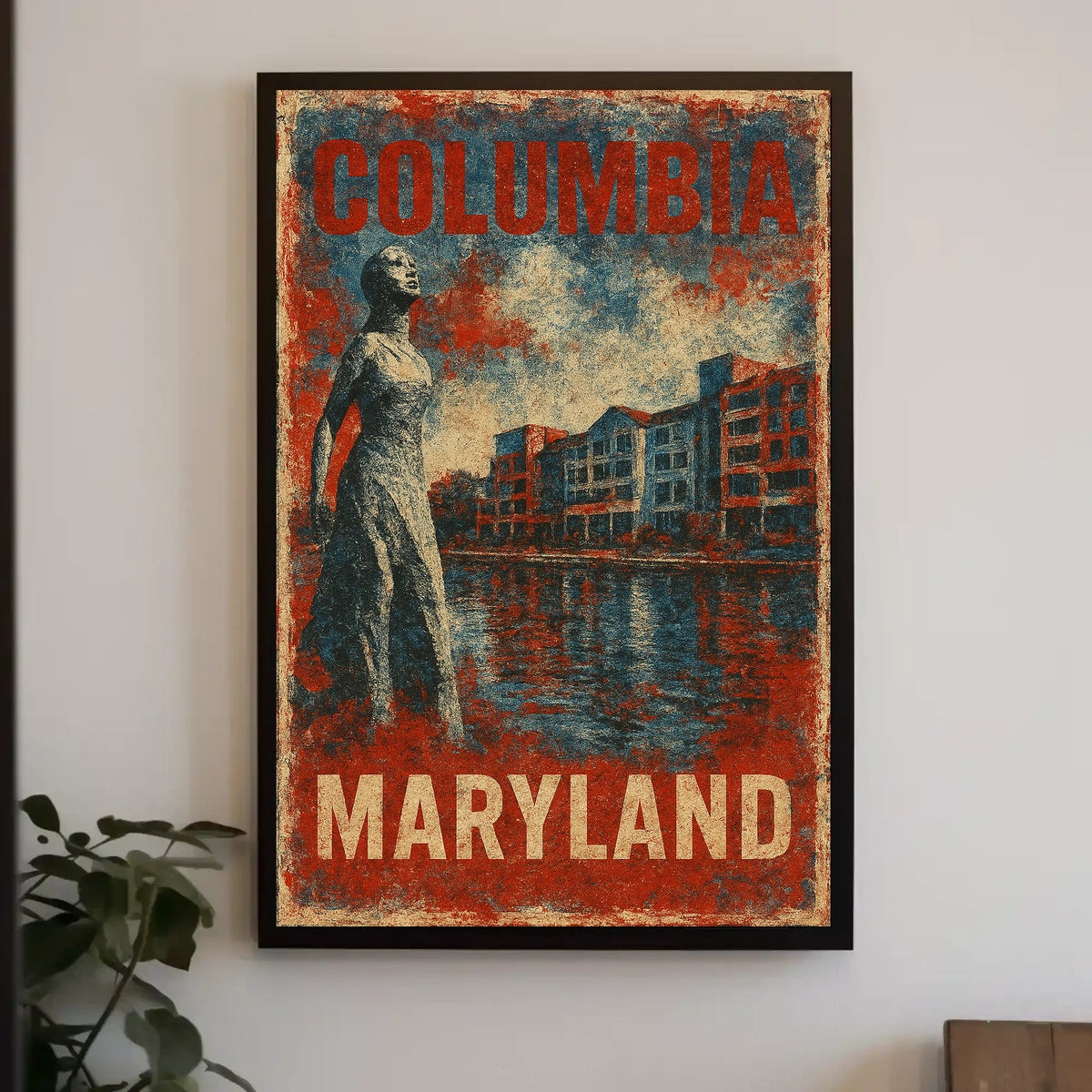 Columbia Maryland Cityscape Urban Landscape Wanderlust Souvenir Wall Art Decor Poster