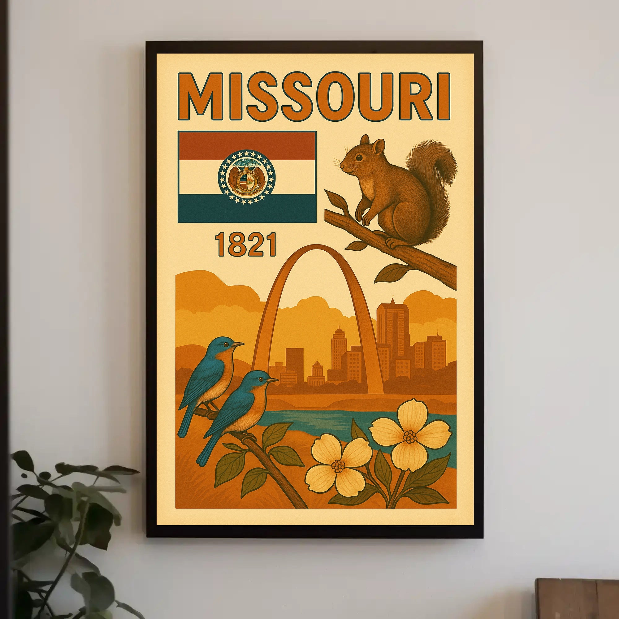 Missouri 1821 Gateway Arch Vintage Cultural Heritage Poster