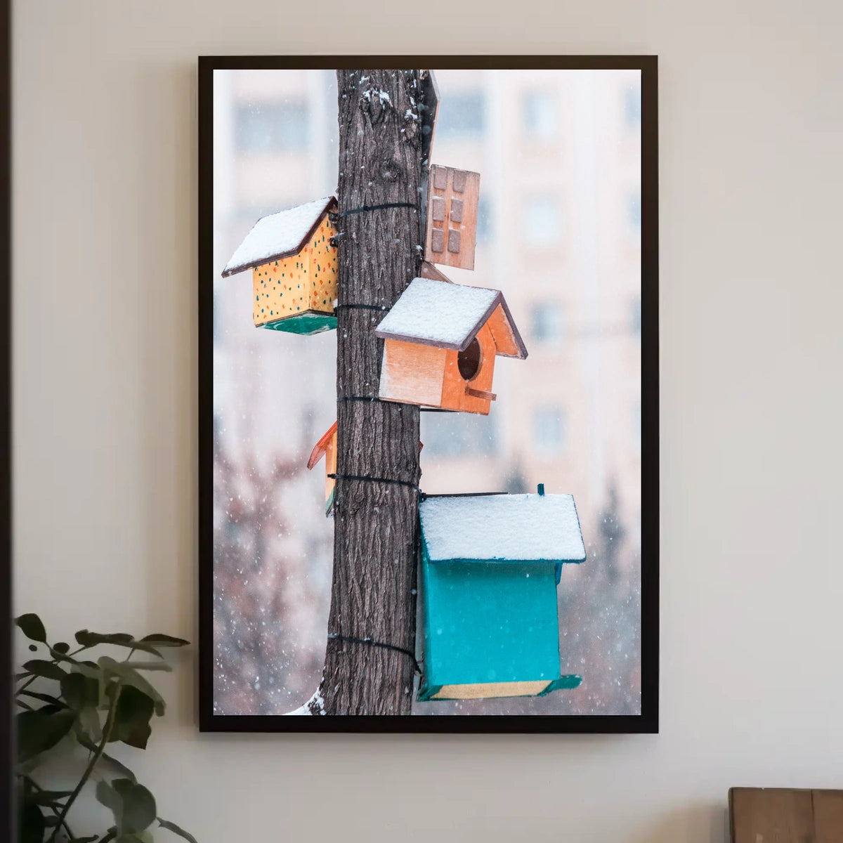 Winter Birdhouses Poster