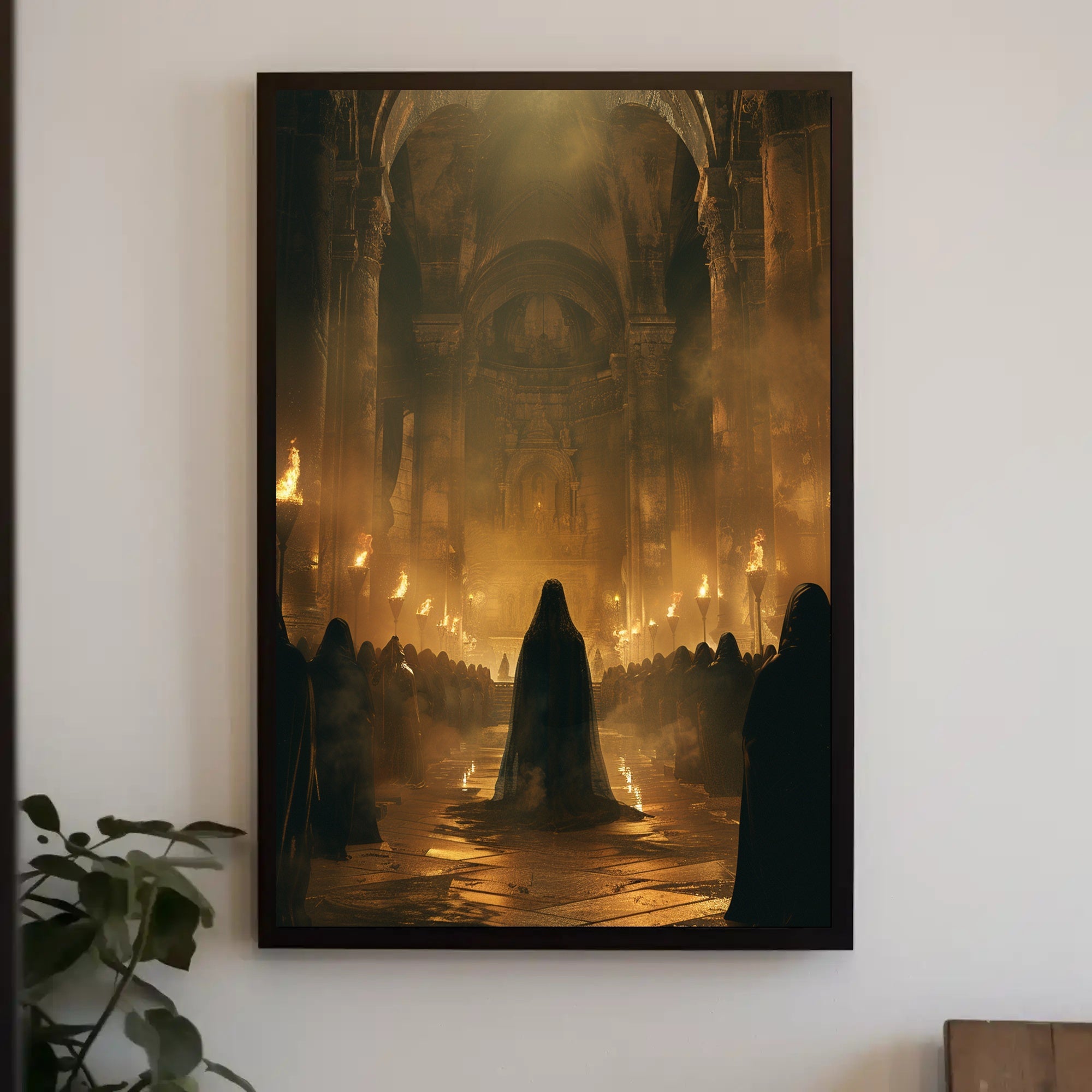 Mystical Gathering in Ancient Grand Hall Poster PosterGoat