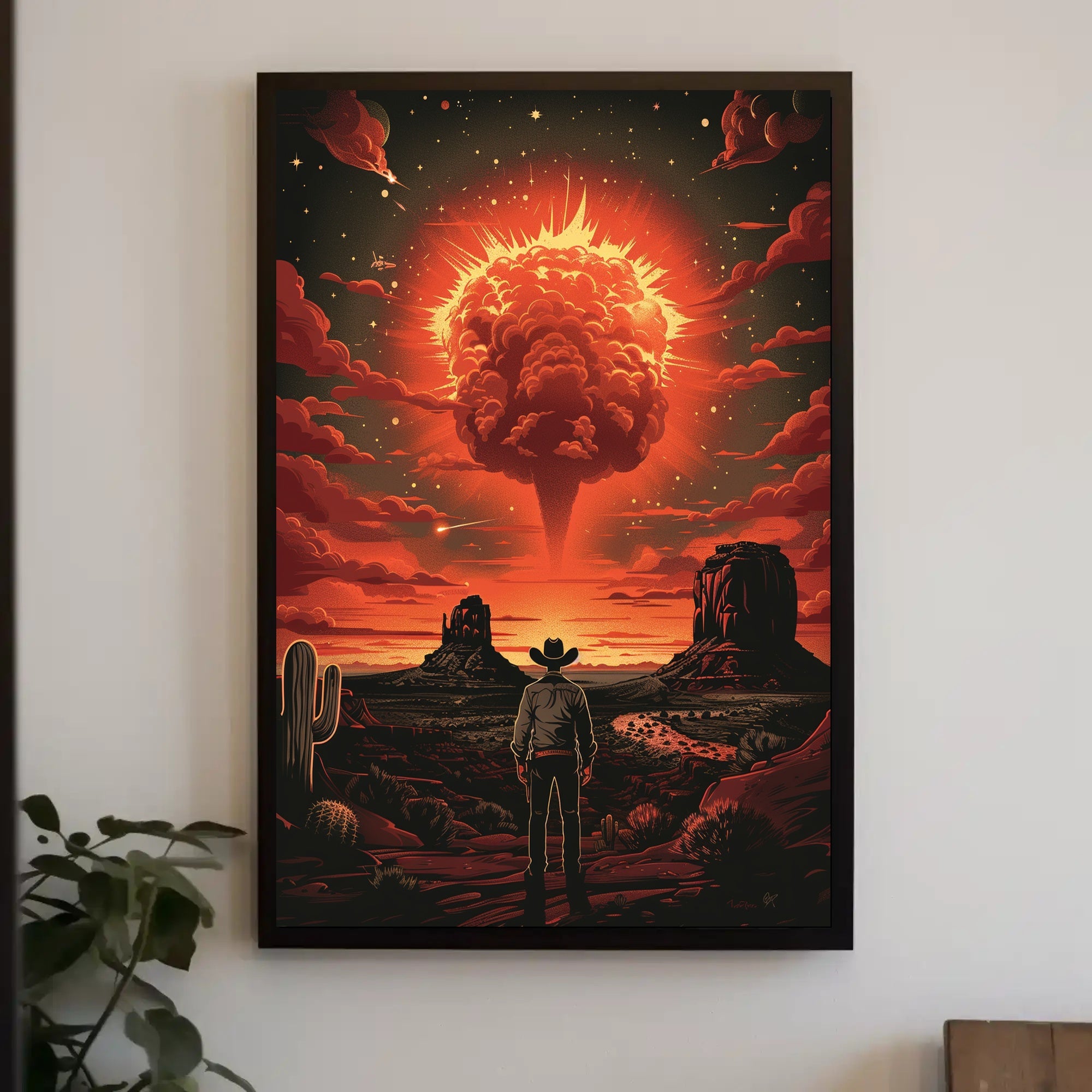 Cowboy's Cosmic Encounter Art Print Poster for Room Decor PosterGoat