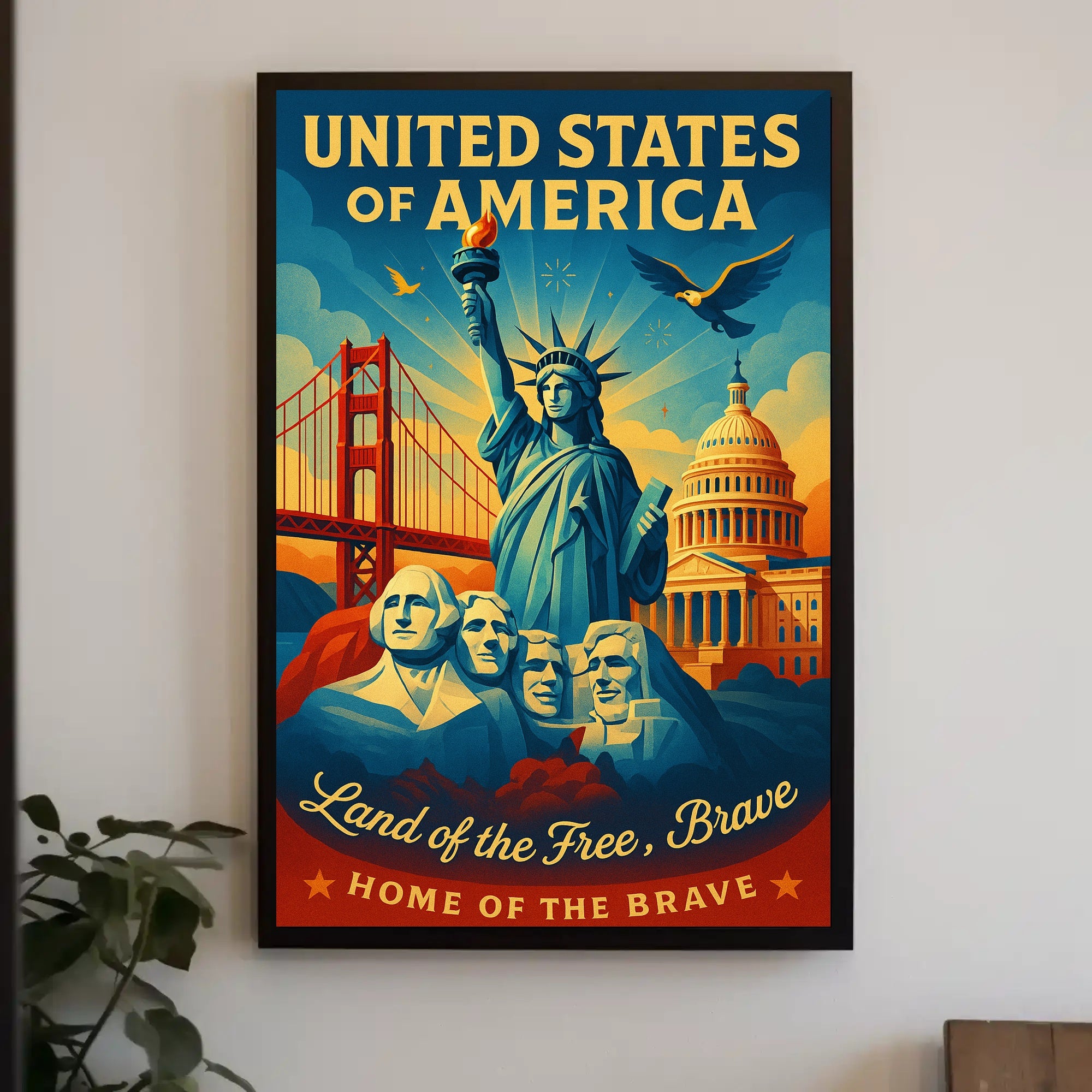 United States of America Land of the Free Poster PosterGoat